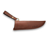 Sheath, dark tanned leather with metal spring, different models